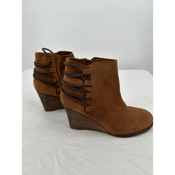 Diba Womens Suede Wedge Booties Size 9M Brown Ankle Round Toe - Picture 6 of 14